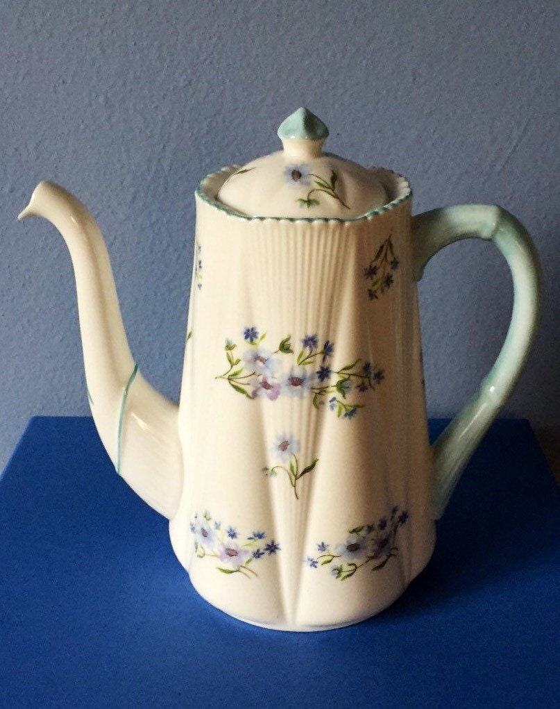 Shelley Dainty Blue Rock British China Coffee Teapot fine