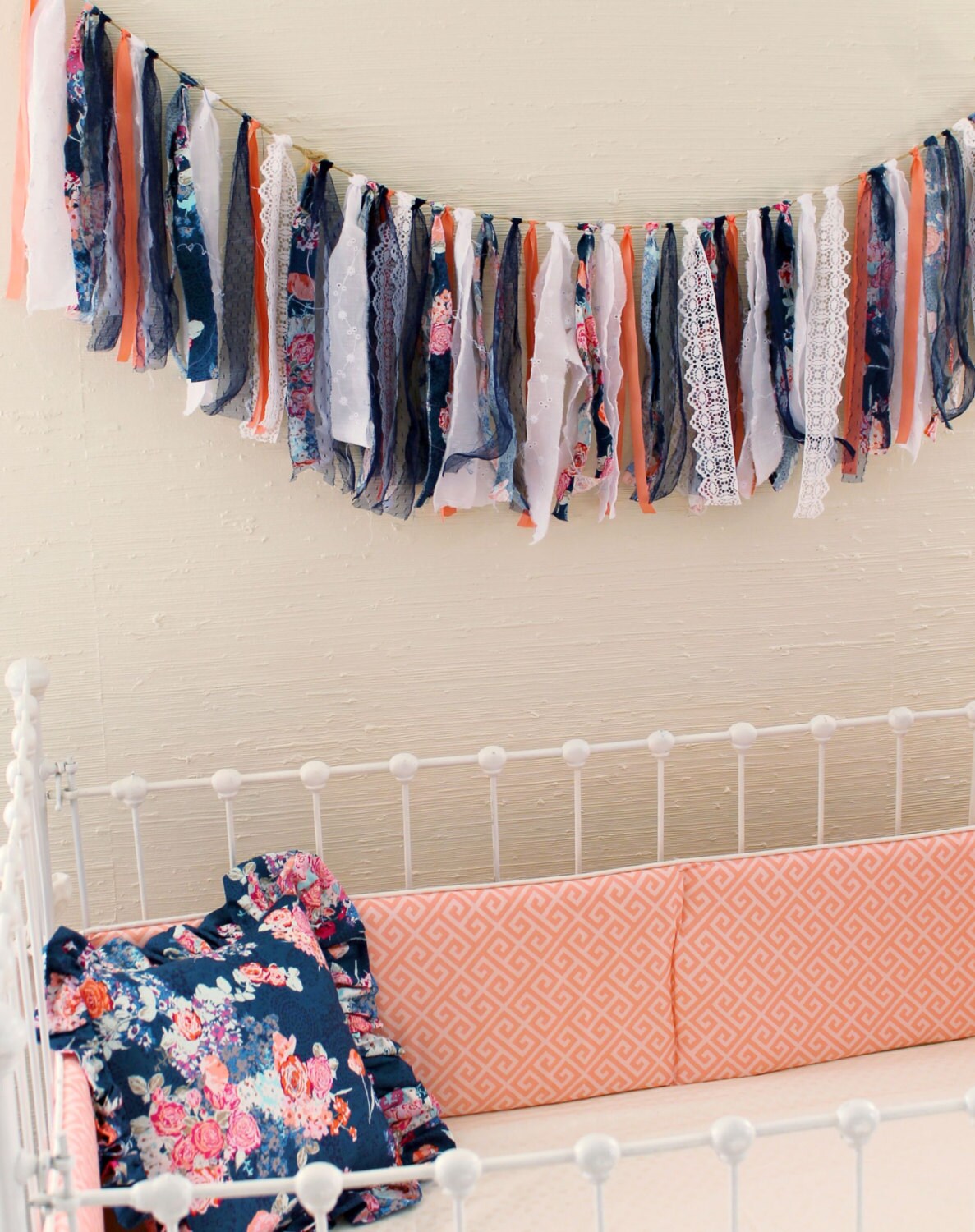 Navy Crib Bedding Baby Girl Bedding Navy Coral Nursery