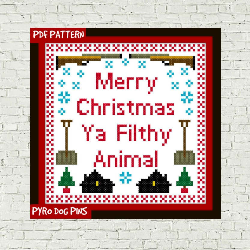 Merry Christmas Ya Filthy Animal Cross Stitch Pattern/PDF