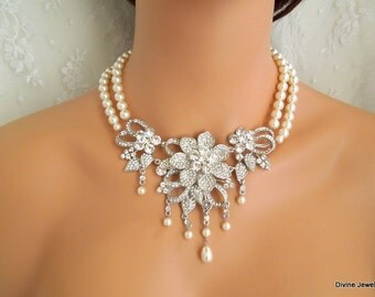 Pearl NecklaceBridal Pearl NecklaceIvory by DivineJewel on Etsy