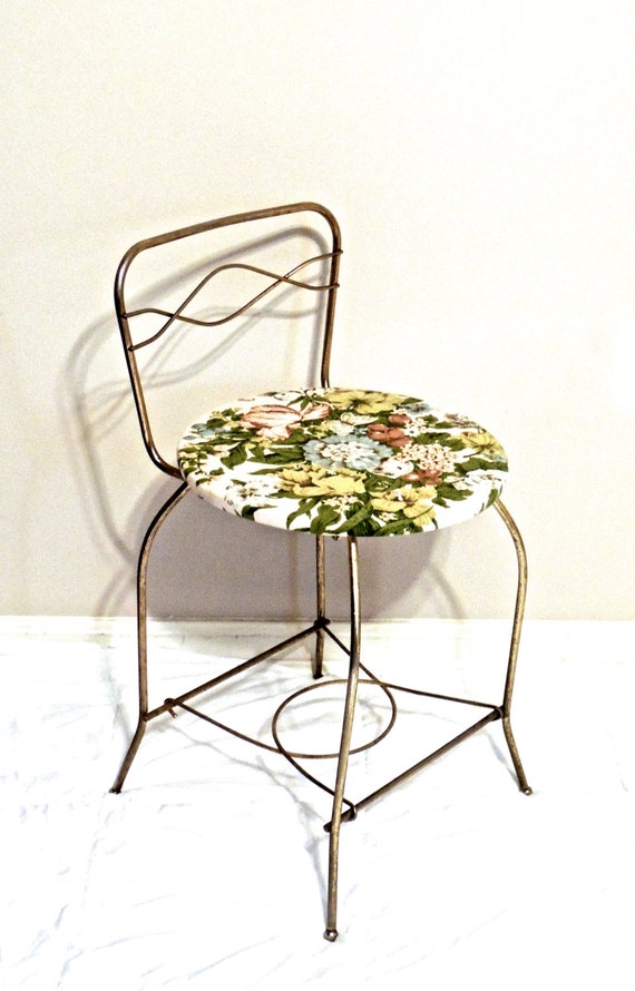 vintage brass vanity chair 1950s mid century hollywood by mkmack