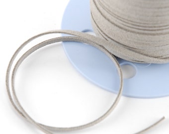 3MM Micro-Suede Lace in Grey (UMFS03GY100) - 1 yard