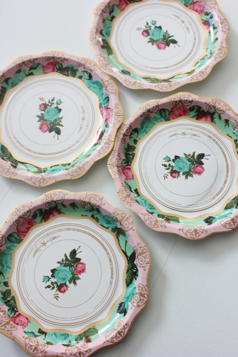 36 FLORAL TEA PARTY Paper Plates Parisian by TheFulfilledShop