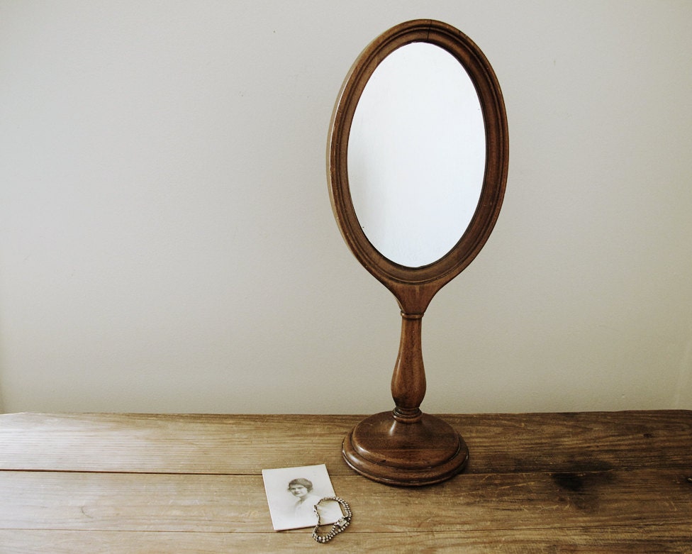 Antique Pedestal Mirror by LittleKittenVintage on Etsy