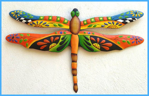 Metal Art Dragonfly Painted Metal Dragonfly Wall Hanging