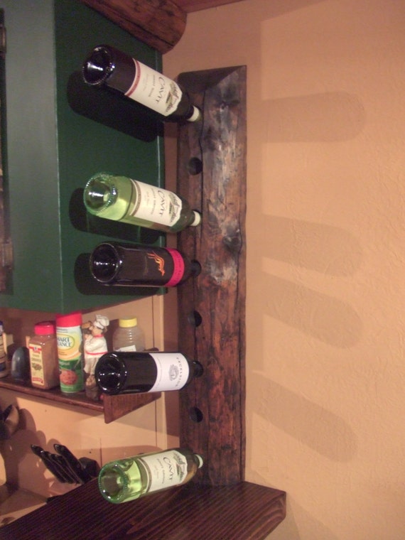 Rustic log wine rack cabin country wine holder wine bottle