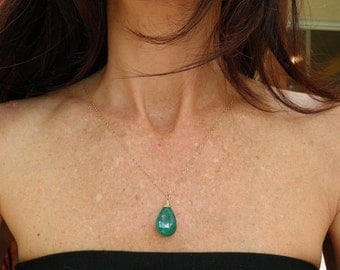May Birthstone Emerald Necklace Genuine Emerald necklace Rough Cut Emerald Necklace May Birthday Gift For Her Necklace