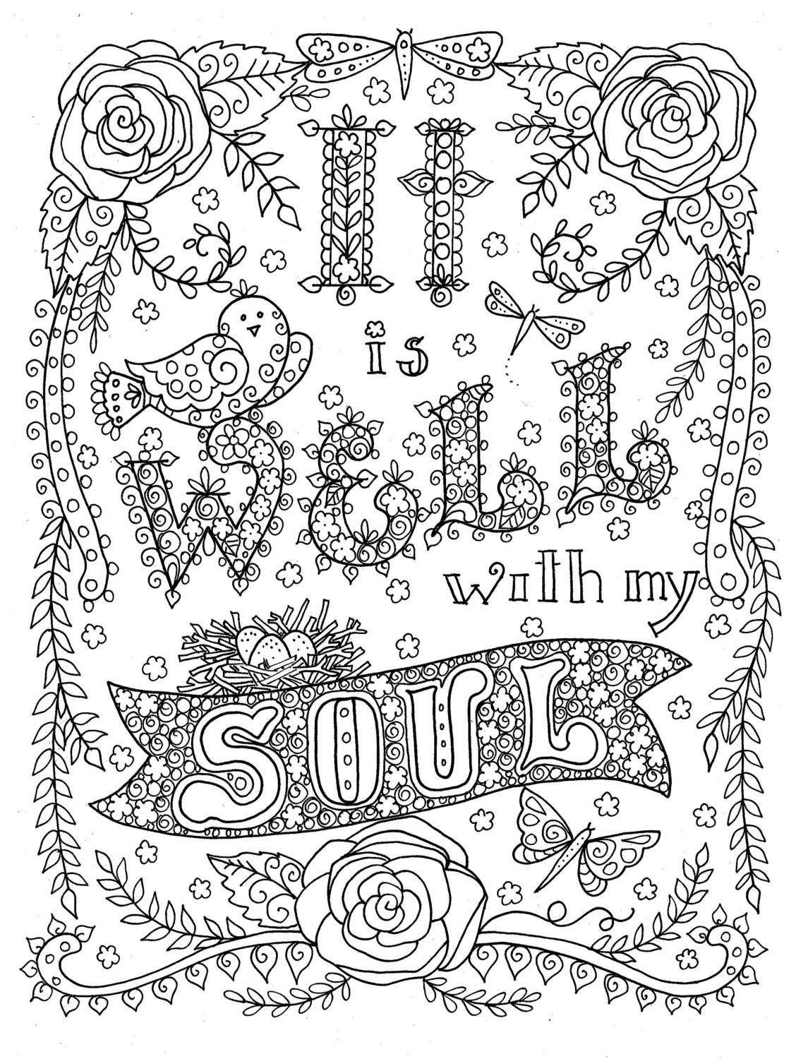 Digital Download Hymn Coloring Page It Is Well With My Soul