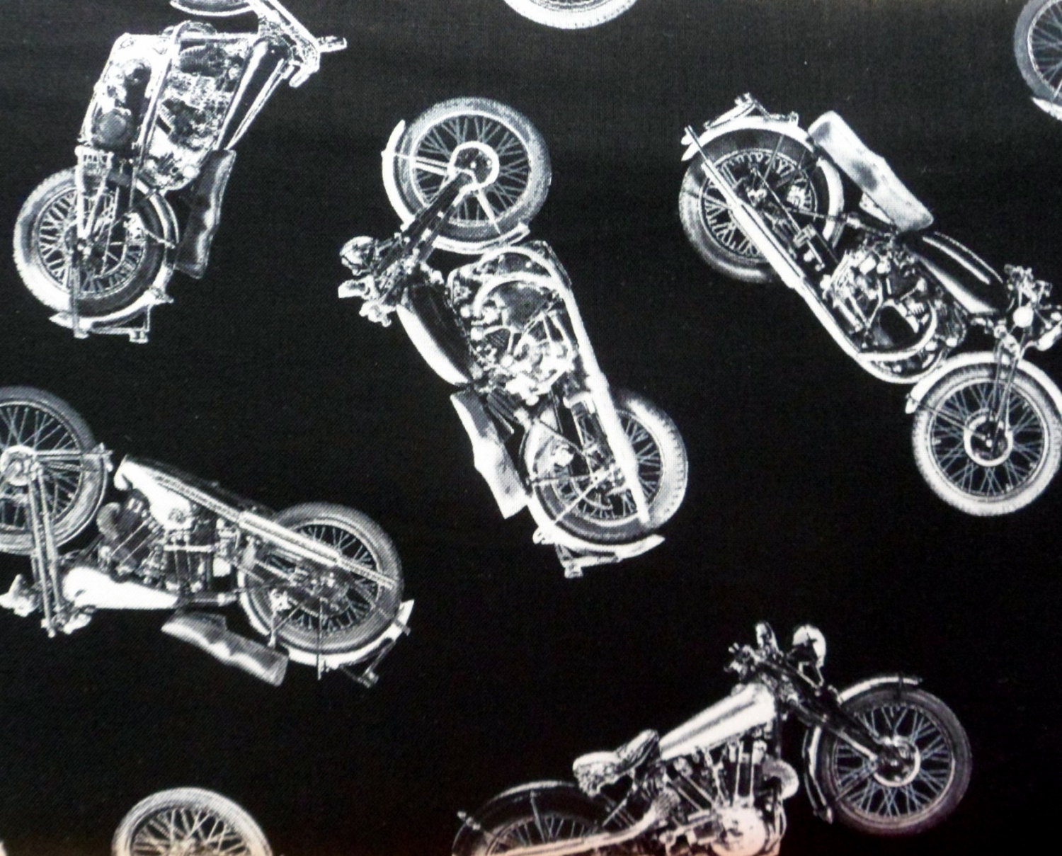 Motorcycle Fabric Black White Cotton Material Tossed