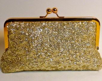 Bridal Clutch Gold Sequined Clutch Bridesmaid Holiday SALE