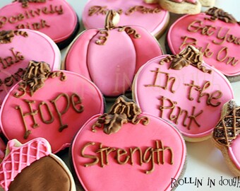 Breast Cancer Awareness Cookies, Breast Cancer Cookies, Breast Cancer - 1 Dozen