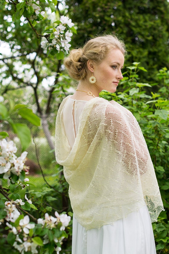 Ivory Wedding Stole Boho Shawl Lace Shawl Bridal Stole Ivory