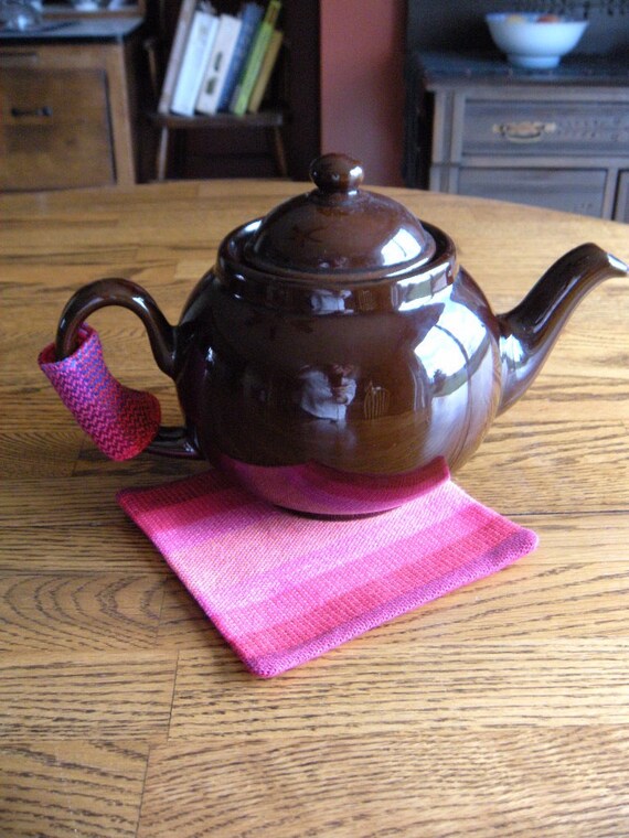 Hand Woven Tea Pot Handle Cozy Handwoven by ThistleRoseWeaving
