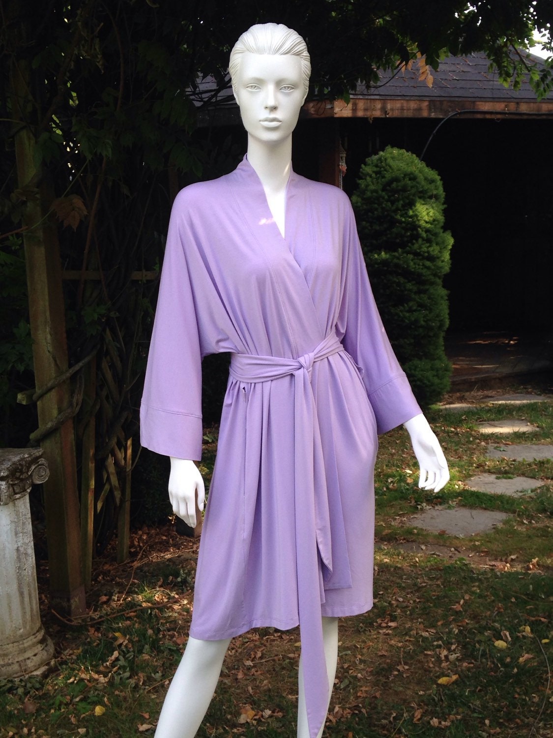 Natural Bamboo Bathrobe. Ready to ship. Jersey kimono robe.