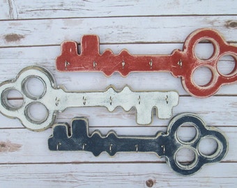 Key Holder for Wall, Key Hook Rack, Key Hanger, Large Skeleton Key, Rustic Wall Decor, House Warming Gift, Wedding Gift, Distressed Decor