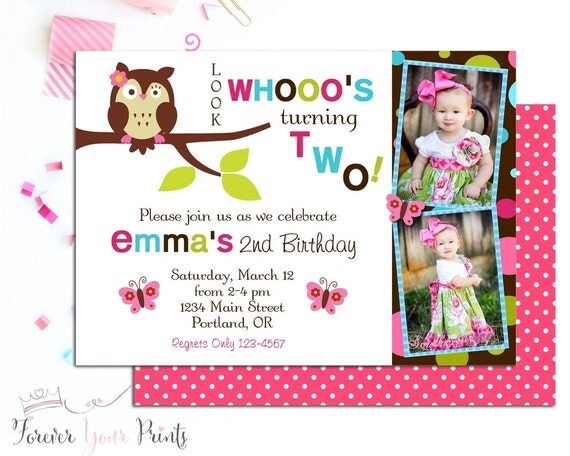Owl Birthday Invitation, Girls Birthday Invitation, Owl Party Invite, Owl Invitation, Owl Party Invitation, 1st Birthday Invitation Il_570xn