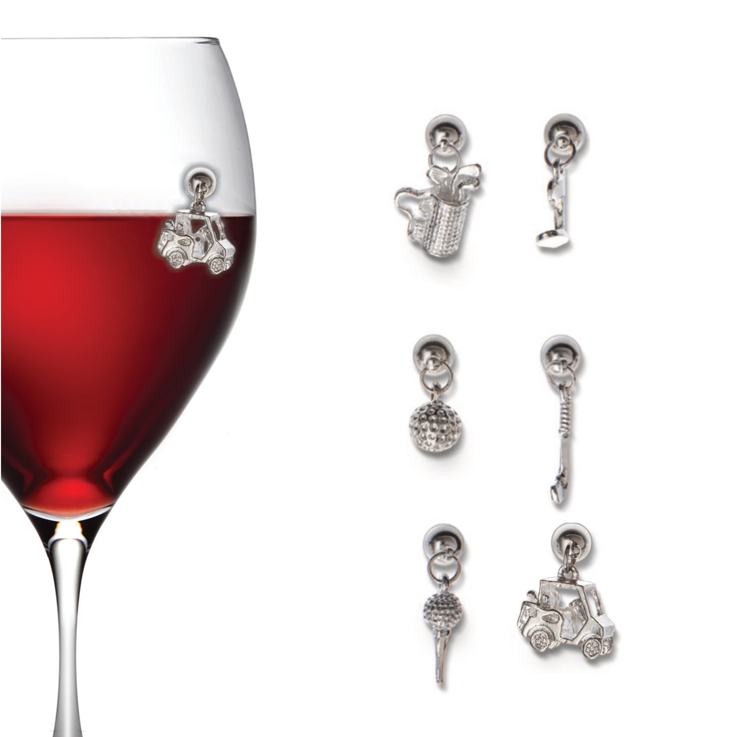 Golf Wine Glass Charms