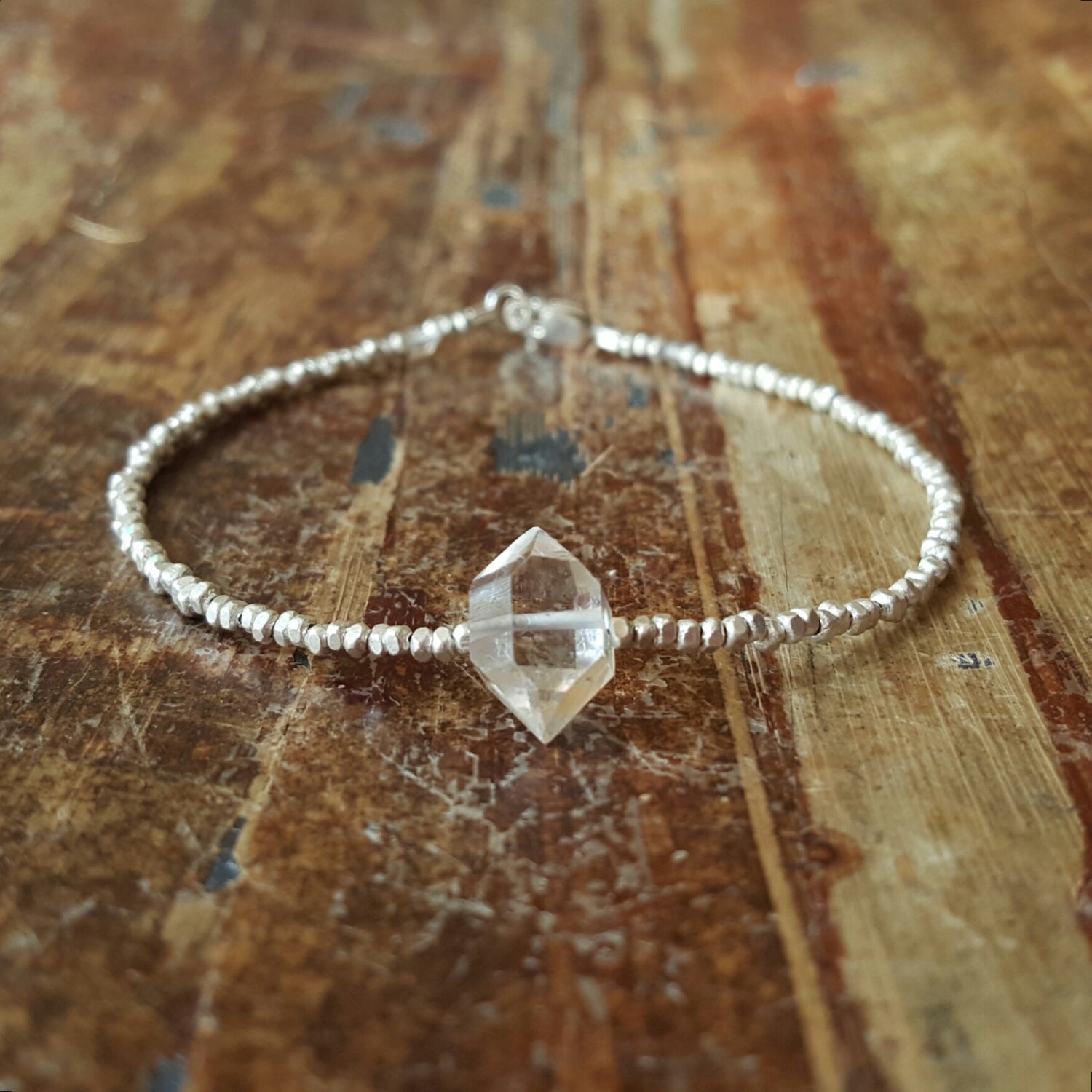 Herkimer Diamond Bracelet Beaded Bracelets Raw Crystal Womens