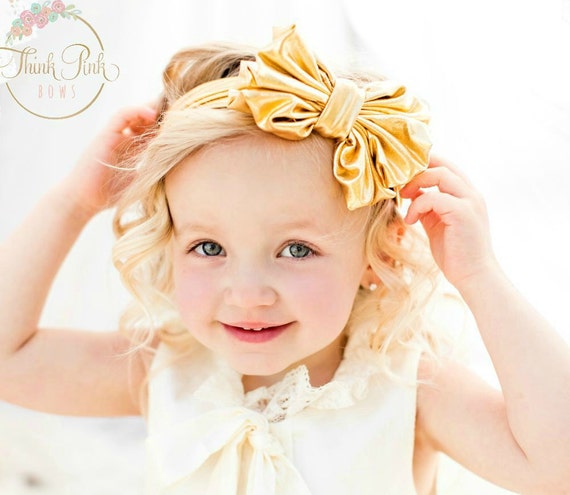 Baby Headbands, CHOOSE COLOR Girls Head wraps, Messy Bow Baby Head wraps, Jersey Knit Headwraps, Big Bow Baby Headbands, Knott Headband, by ThinkPinkBows