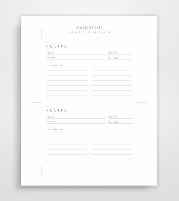 Recipe Cards 4x6 3x5 Recipe Cards Recipe Card 3x5 Editable