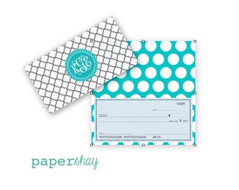 Checkbook Cover, GRAY TREFOIL, Monogrammed Checkbook Cover, Personalized Checkbook Cover, Custom Checkbook Cover, Vinyl Checkbook Cover