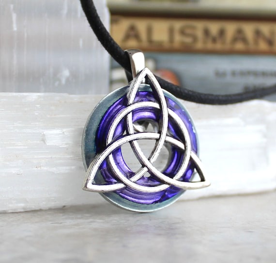 purple triquetra necklace, celtic jewelry, mens necklace, irish jewelry ...