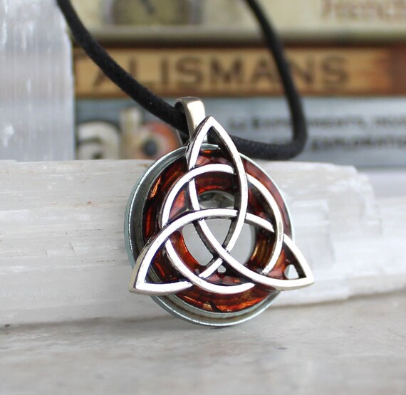 desert triquetra necklace mens jewelry celtic by NatureWithYou