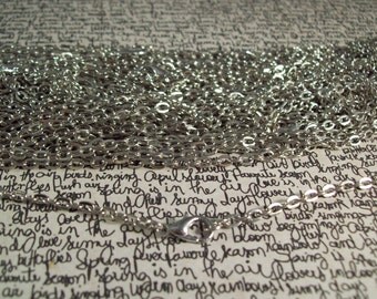 100 30" Antique Silver ROLO Chain Necklaces with Lobster Clasp 3mm