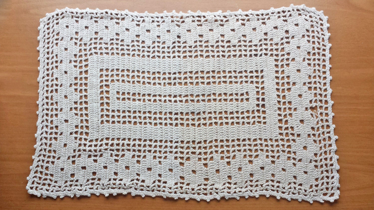 Rectangular Crochet Lace Doily 13 x 8 inches by rachaelsscraps