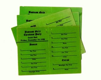 4 Vintage Dance Cards 1930 Business Girls Chirstmas Party Dance Cards