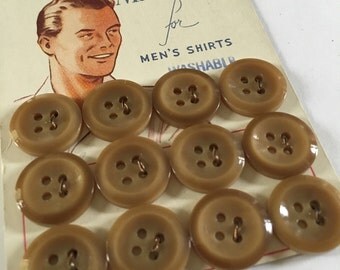 Vintage 1940s Shirt Buttons Set of 12 Matching Beige