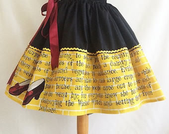 Dorothy,Yellow Brick Road, Quotes, Books, Wizard Of Oz Skirt,Wizard Of Oz, Book Skirt, By Rooby Lane