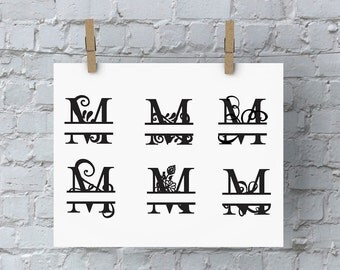 Split Letter Monogram - M - SVG Files for Silhouette - Monogram - Monogram Fonts - Digital Fonts - Cricut Monogram Fonts - Silhouette Files