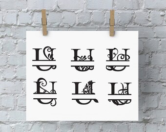 Split Letter Monogram - U - SVG Files for Silhouette - Monogram - Monogram Fonts - Digital Fonts - Cricut Monogram Fonts - Silhouette Files