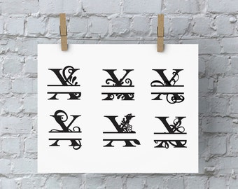 Split Letter Monogram - X - SVG Files for Silhouette - Monogram - Monogram Fonts - Digital Fonts - Cricut Monogram Fonts - Silhouette Files
