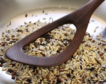 Walnut wood wooden risotto spoon stirring utensil for making risotto , gourmet cooking tool , rice stir spoon , Italian cooking utensil