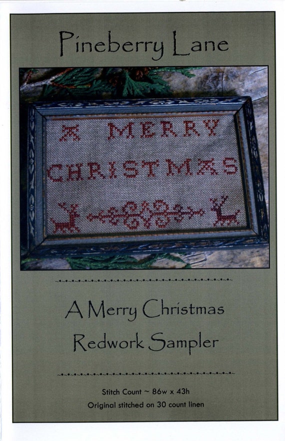 Pineberry Lane: A Merry Christmas Redwork Sampler Cross