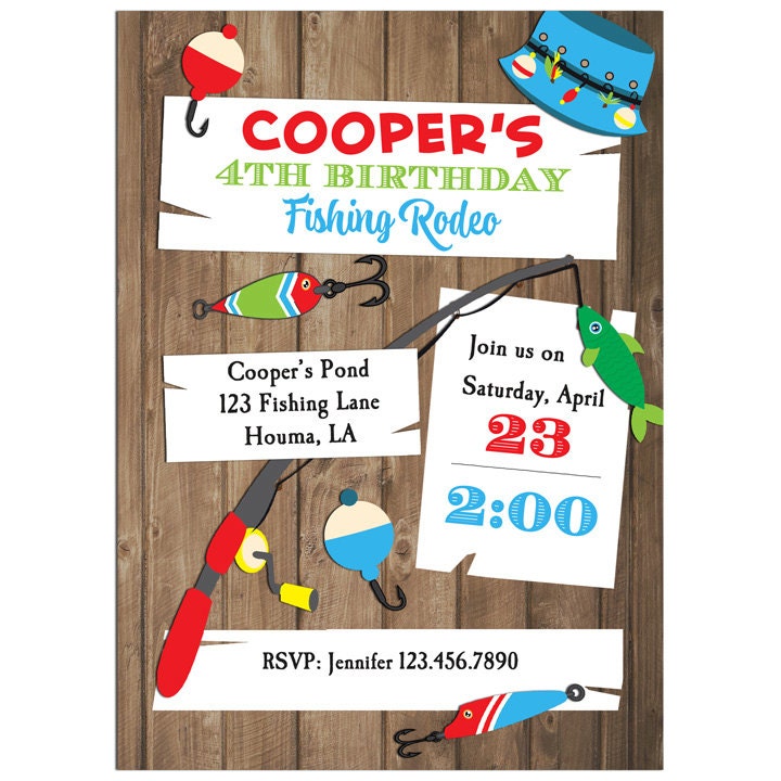 Fishing Invitation Printable or Printed with FREE SHIPPING Fishing Invitation Printable or Printed with FREE SHIPPING