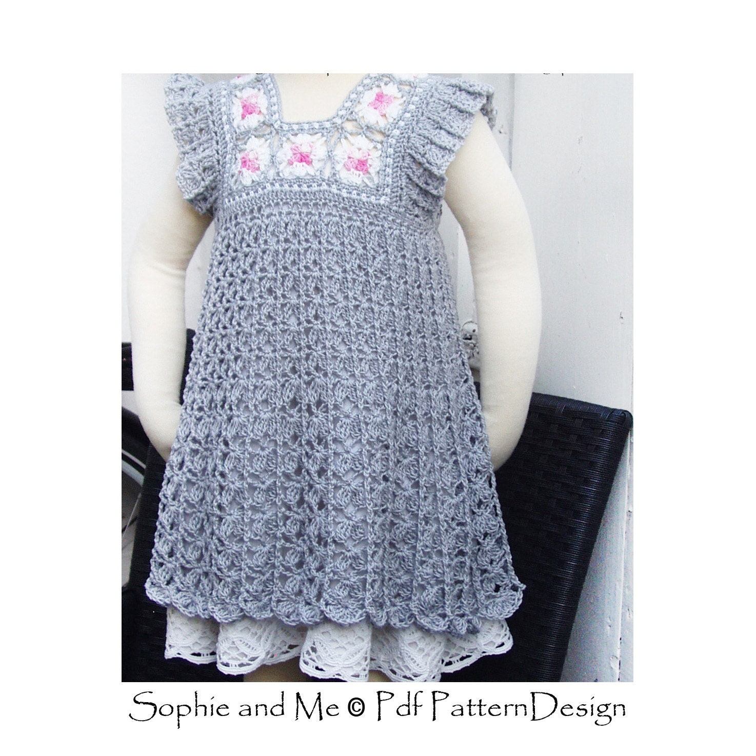 Granny Square Yoke Dress Crochet Pattern Instant Download