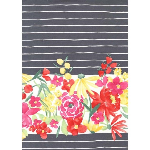 Michael Miller Fabric Blooming Border in Gray Meet Me in