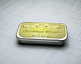 Solid Perfume - Christmas Wreath - Perfume Crème Tin - Fir, Oranges, Evergreens, Smoke and Fireplace