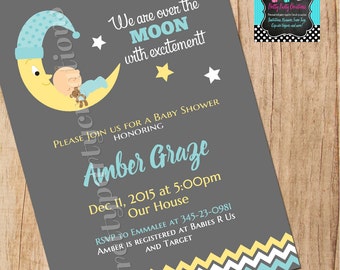 MOON baby shower invitation - YOU Print