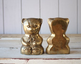 Vintage Brass Bear Bookends // Solid Brass