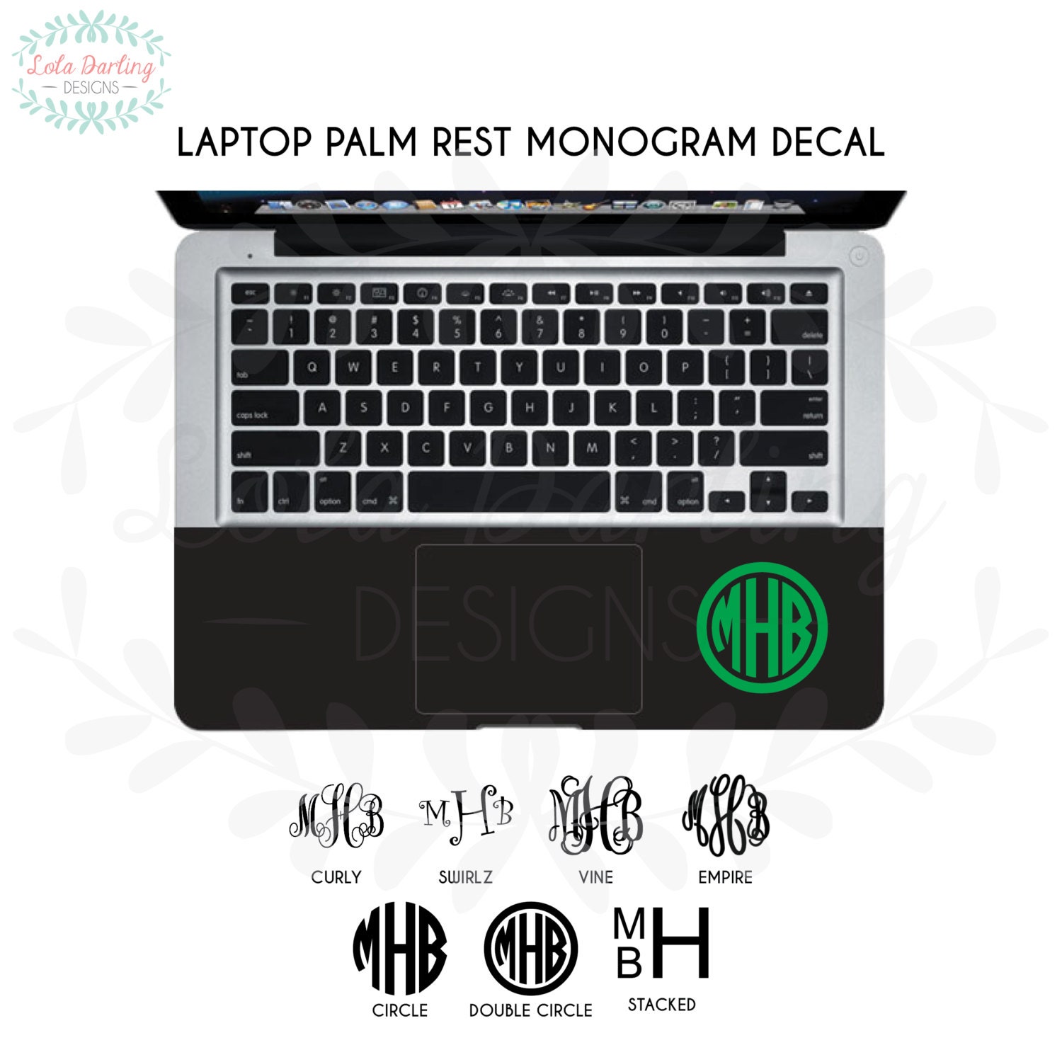 Laptop Palm Rest Monogram Vinyl Decal