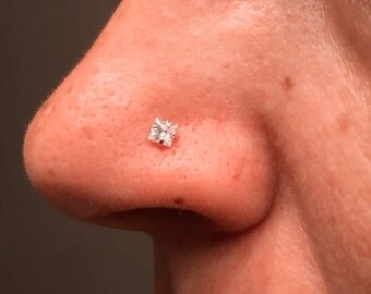 Diamond Square Rose Gold Nose Stud Rose Gold Nose Ring