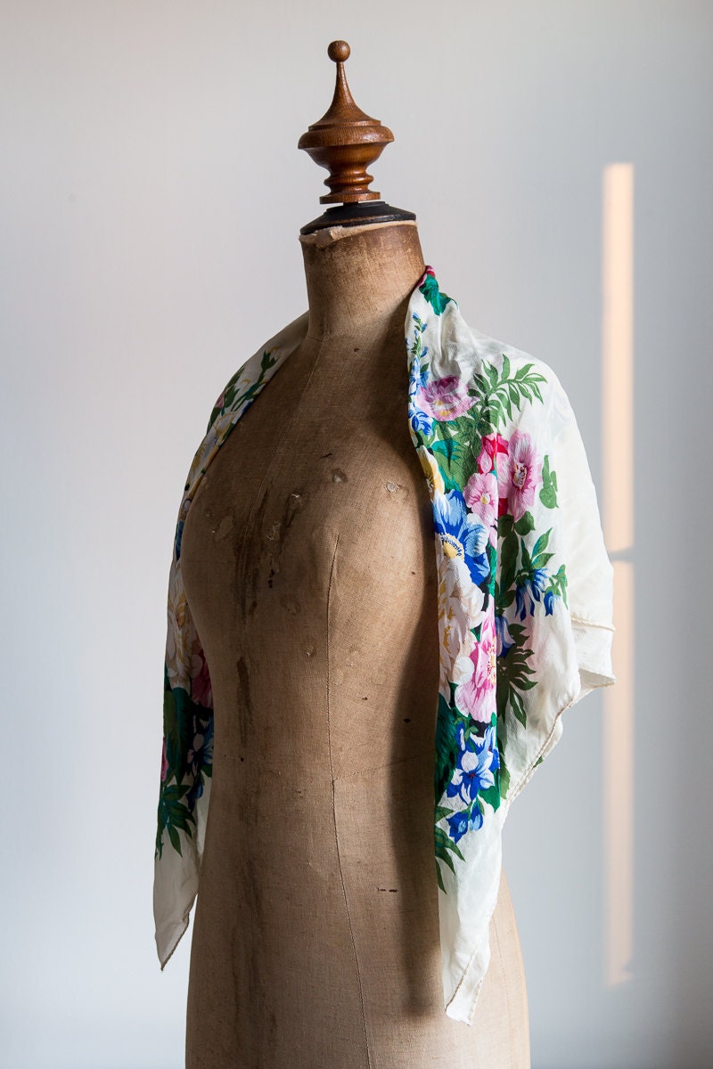 Vintage Floral Silk Scarf