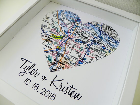 Wedding Gift Map Art Framed Print Personalized by DefineDesign11