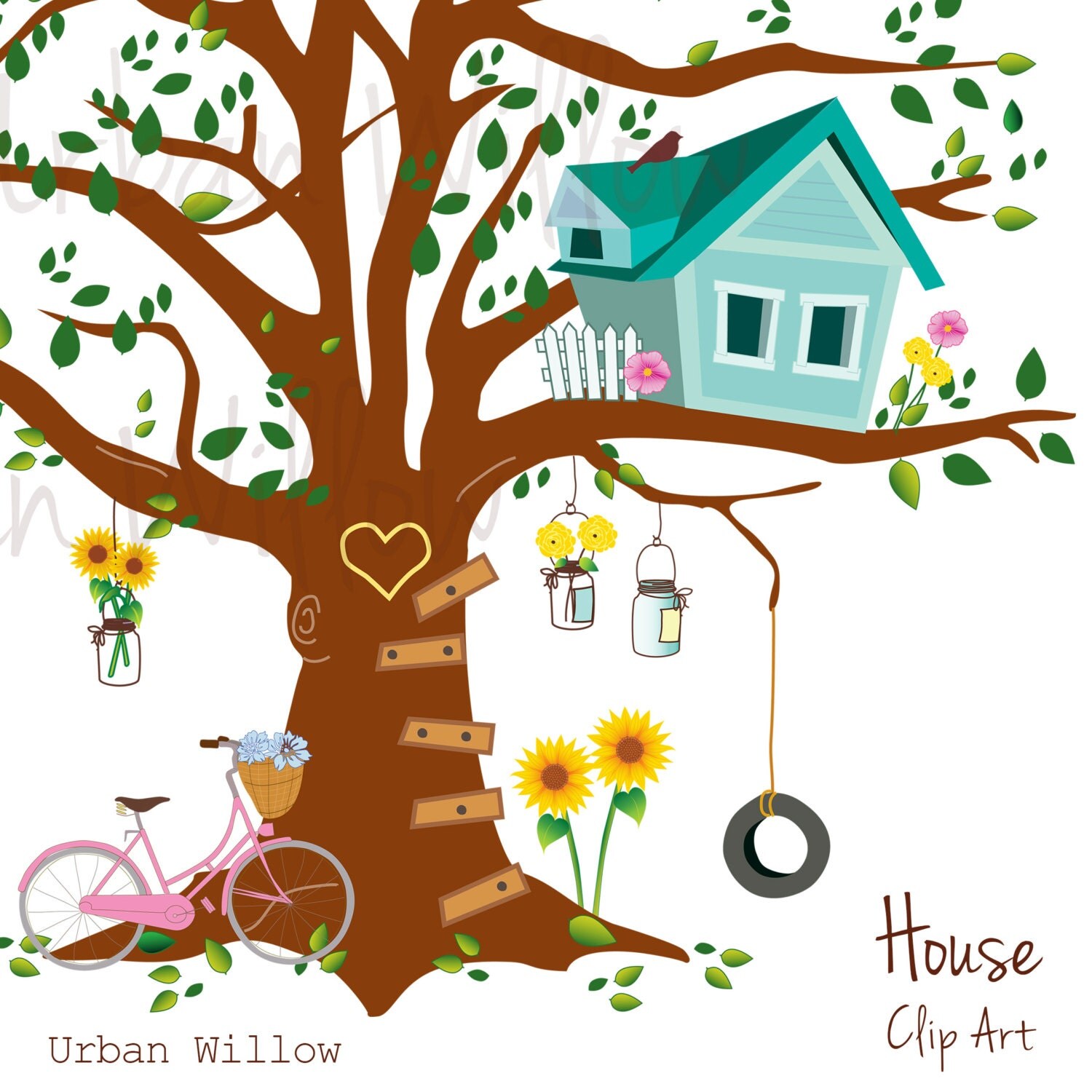 Clip Art Tree House Image EXTRA LARGE To suit a 24 x