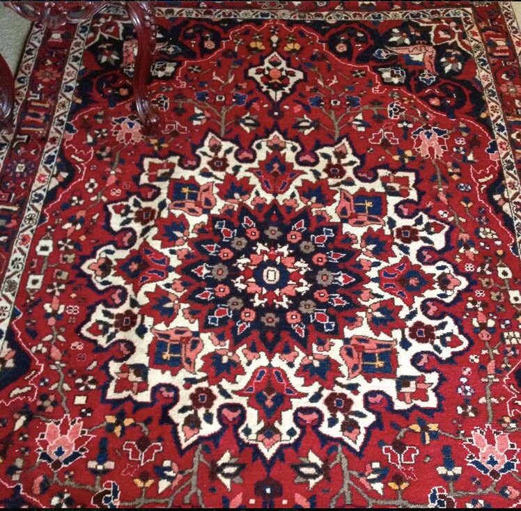 5×8 Vintage Handmade Persian Rug Heriz Oriental Rug Geometric Design