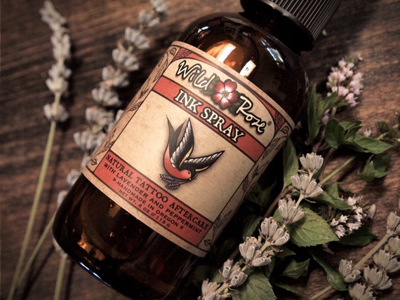 Natural Tattoo Aftercare Vegan INK SPRAY Dry by WildRoseHerbs